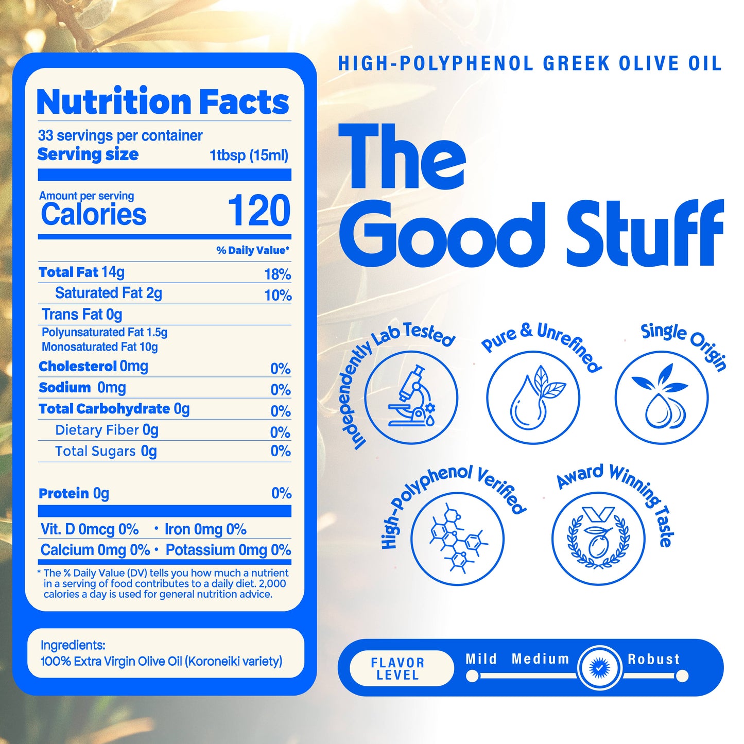 Premium High-Polyphenol Extra Virgin Olive Oil
