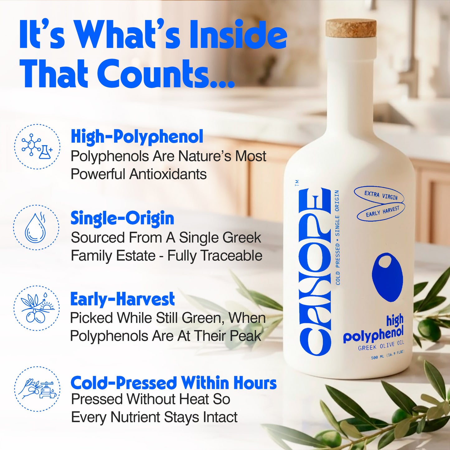 Premium High-Polyphenol Extra Virgin Olive Oil